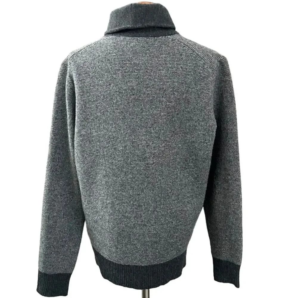 J Crew 100% Wool Pullover Sweater SIZE L  Shawl Collar Preppy Academia Autumn
